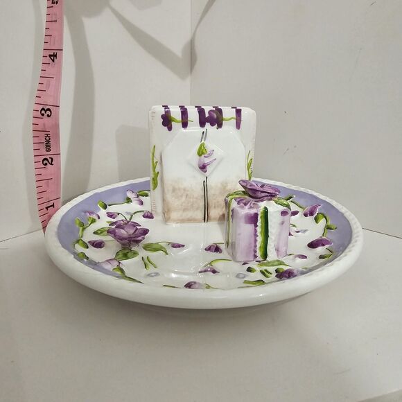 Vintage - Lady Jayne LTD - Ceramic Breakfast Tea Bag Resting Plate Violets - Picture 9 of 9